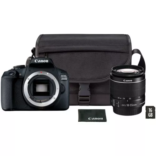 Фотоаппарат зеркальный Canon EOS 2000D Kit с фотосумкой и картой памяти 16 ГБ