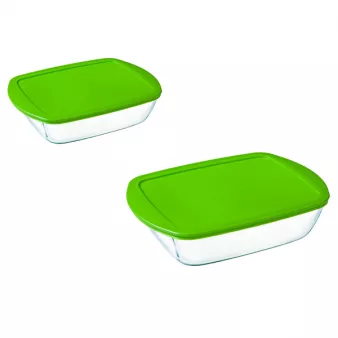 Форма для выпекания (стекло) Pyrex Набор прямоугольных форм с крышками Cook&Store 1.